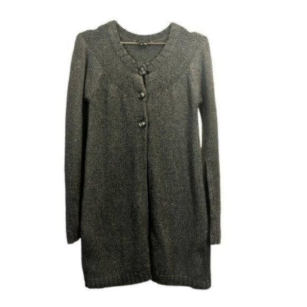 Theory | Wool Cashmere Blend Long Cardigan Button Sweater Gray